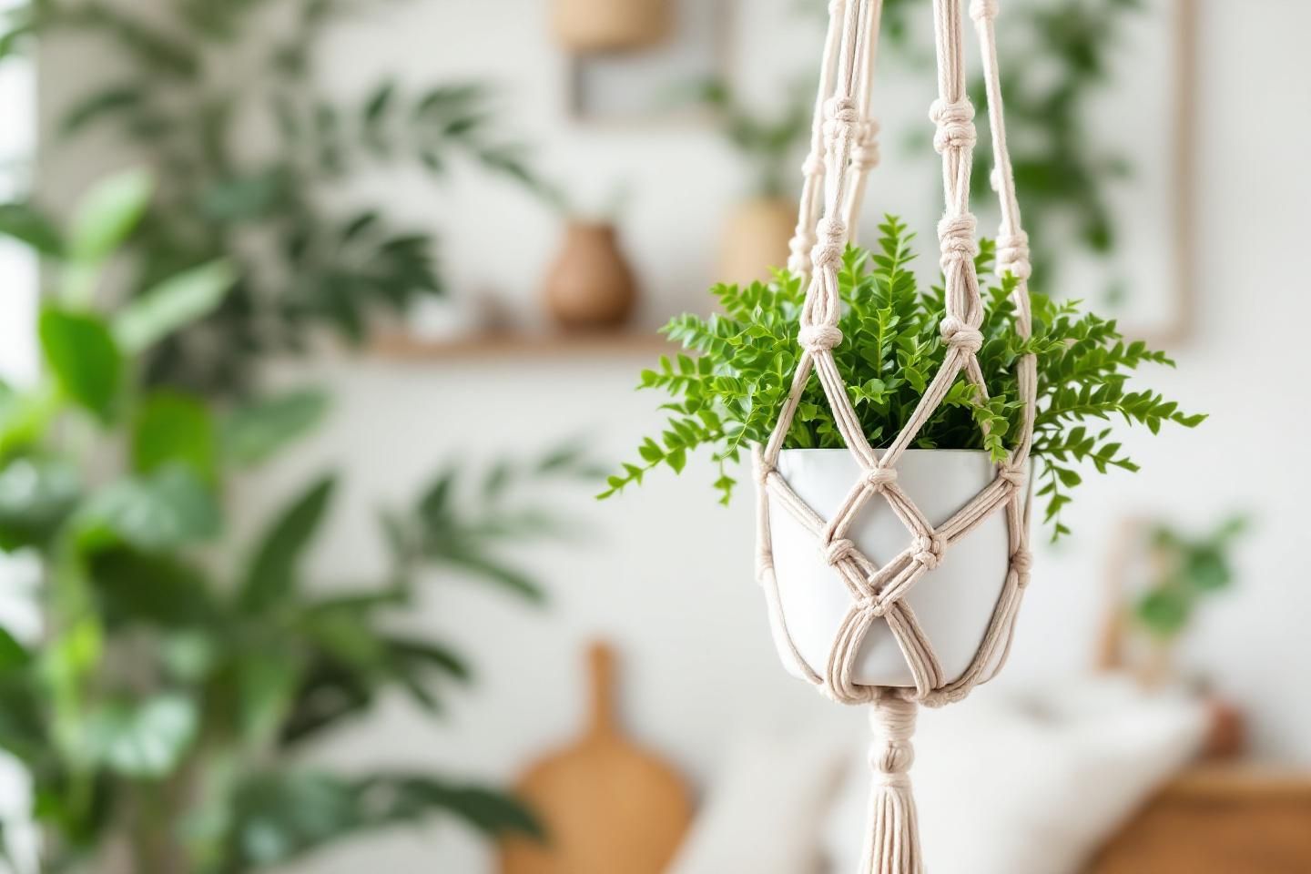 Hanging Macrame Plant Holder - Boho Style